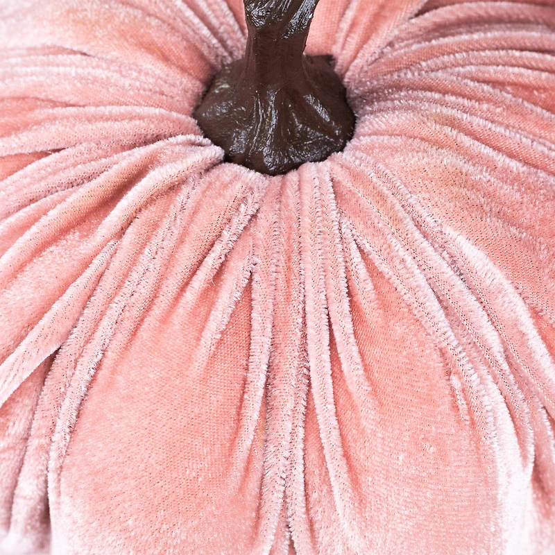 6.25" Pink Velour Pumpkin Fall Harvest Decoration