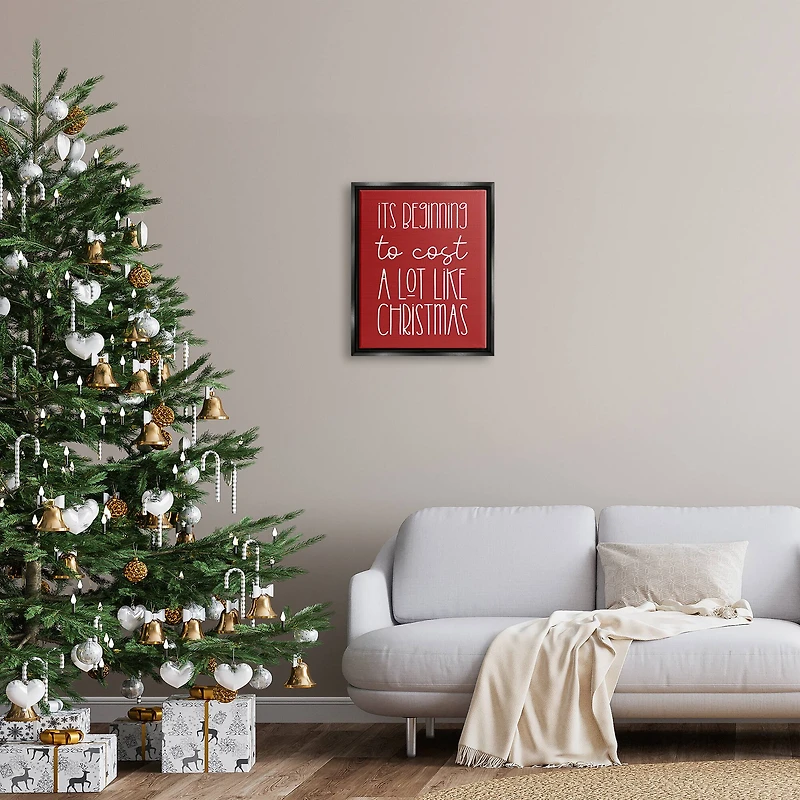 Stupell Industries Cost A Lot Like Christmas Funny Phrase Framed Floater Canvas Wall Art