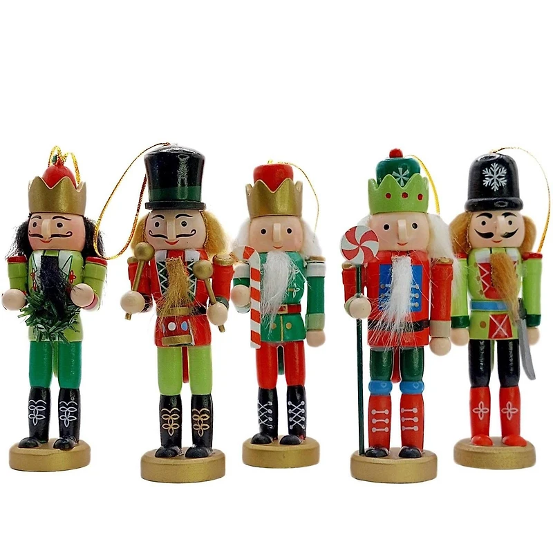 Wizardi 4.92" Wooden Christmas Festive Decoration Nutcracker Set