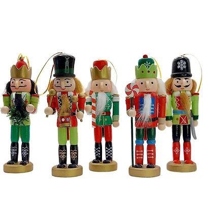 Wizardi 4.92" Wooden Christmas Festive Decoration Nutcracker Set