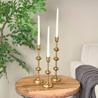 Gold Metal Slim Candle Holder Set
