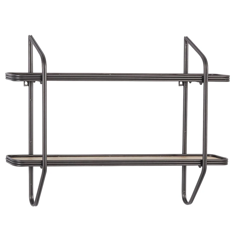 Black Iron and Wood Industrial Wall Shelves, 23" x 32" x 6"