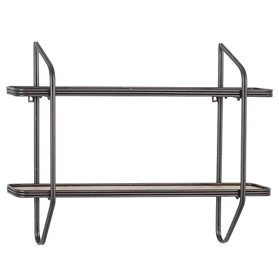 Black Iron and Wood Industrial Wall Shelves, 23" x 32" x 6"