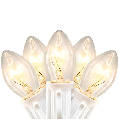 25 Count Clear C7 Christmas Lights 24ft White Wire