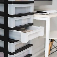 IRIS Black -Drawer Storage Cart with Organizer Top