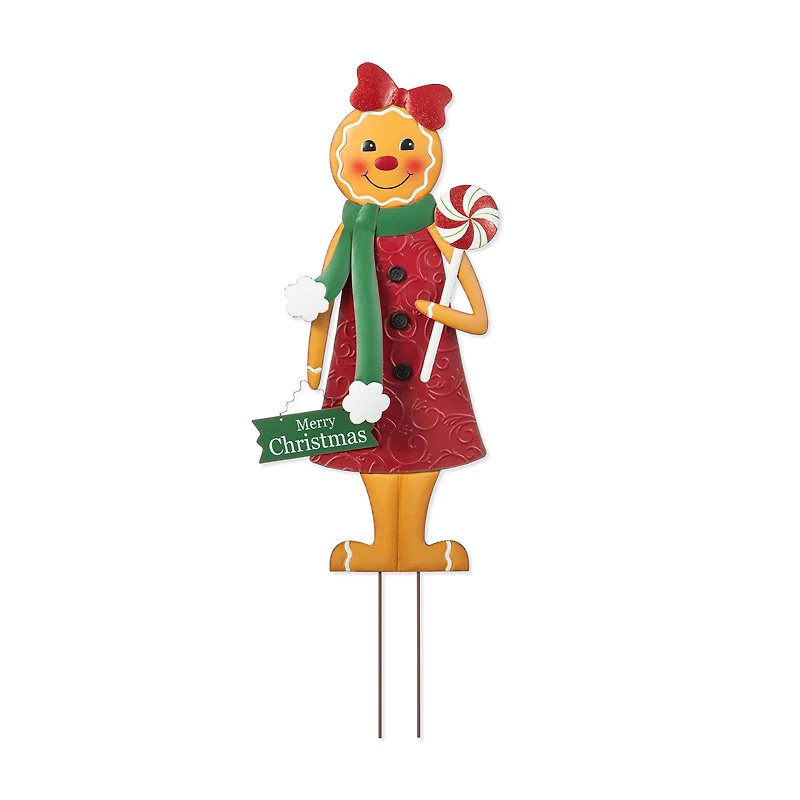 Glitzhome® 36" Metal Christmas Gingerbread Man Yard Stake