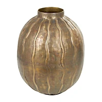 12" Brass Metal Snakeskin Inspired Vase with Dimensional Wavy Accents