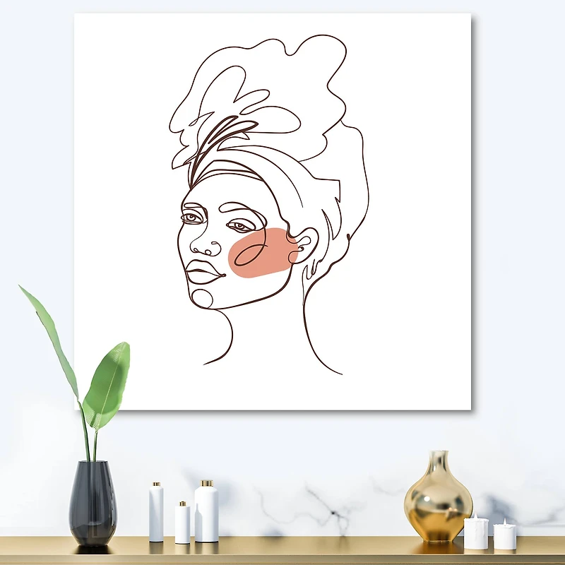 Designart - One Line Portrait of African American Woman III