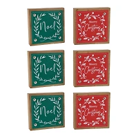 5" Red & Green Noel & Merry Christmas Tabletop Décor Set