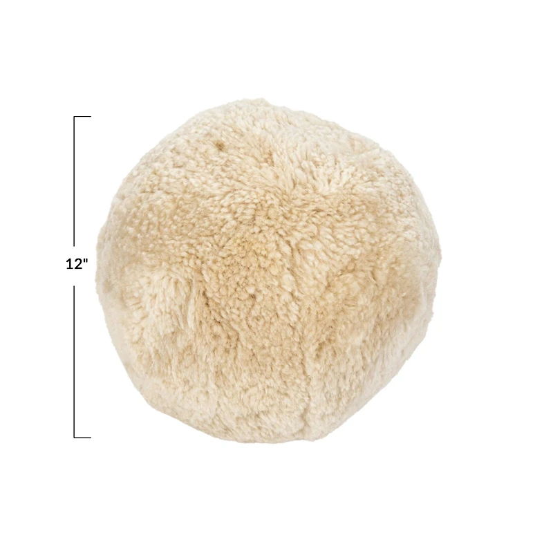 Hello Honey® 12" Cream Soft Sheepskin Orb Pillow