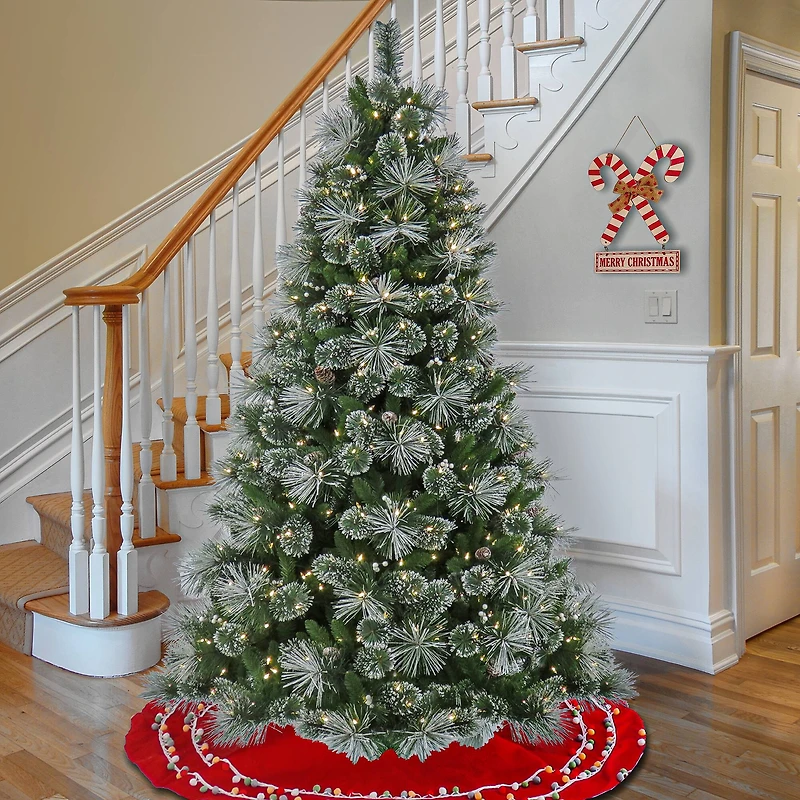 7.5ft. Pre-Lit Frosted Bryson Pine Artificial Christmas Tree, Warm White LED Lights