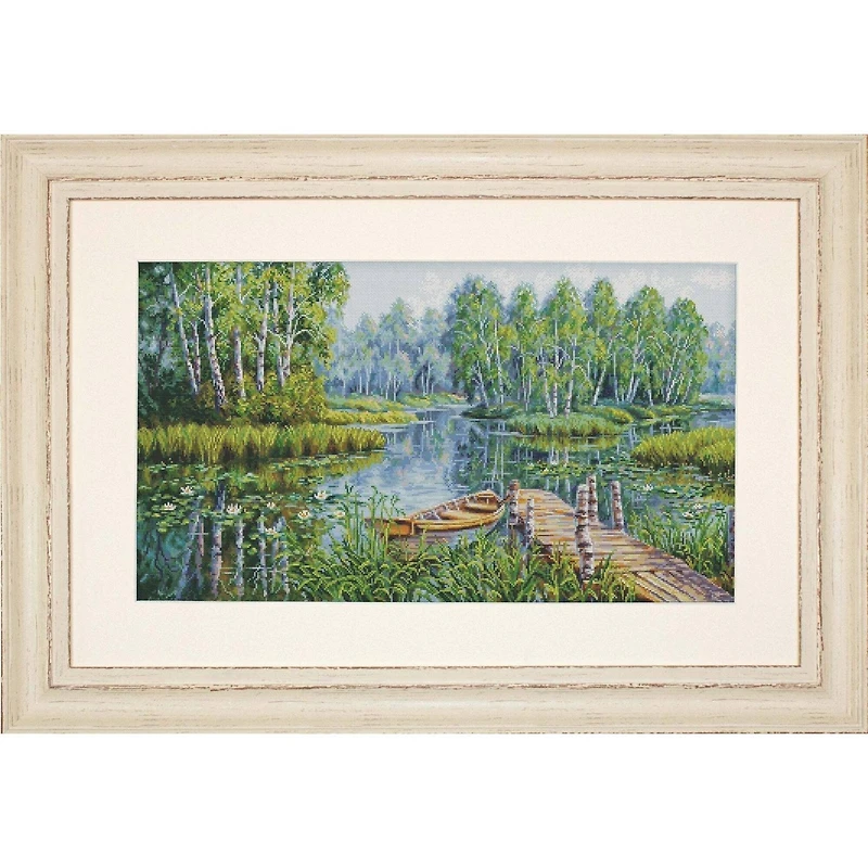 Luca-S Birches at the Edge of the Lake Counted Cross Stitch Kit