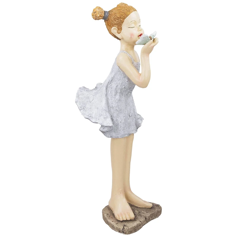 29" Girl with Butterfly Outdoor Garden Statue