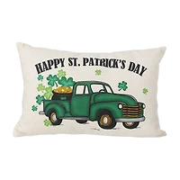 Glitzhome® 18" Faux Burlap Happy St. Patrick's Day Truck Pillow