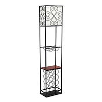 Elegant Designs™ 5ft. Black Organizer Storage Shelf and Wine Rack Floor Lamp