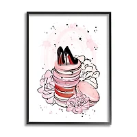 Stupell Industries Glam Red Bottom Heels on Pink Macarons Framed Wall Art