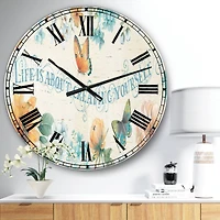 Designart Butterfly Bloom Lovely Quote Farmhouse Wall Clock