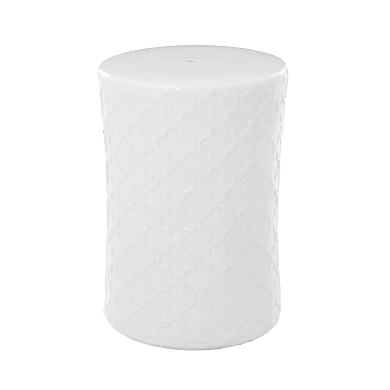 White Ceramic Contemporary Accent Table, 19" x 13" x 13"
