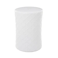 White Ceramic Contemporary Accent Table, 19" x 13" x 13"