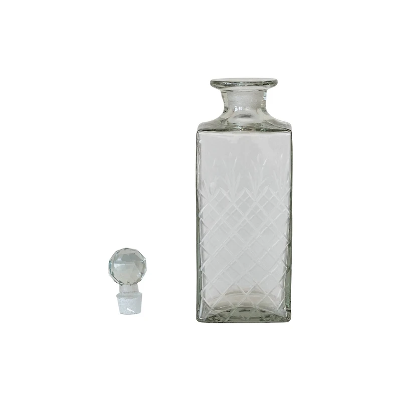 Hello Honey® 16oz. Clear Reclaimed Etched Square Glass Decanter