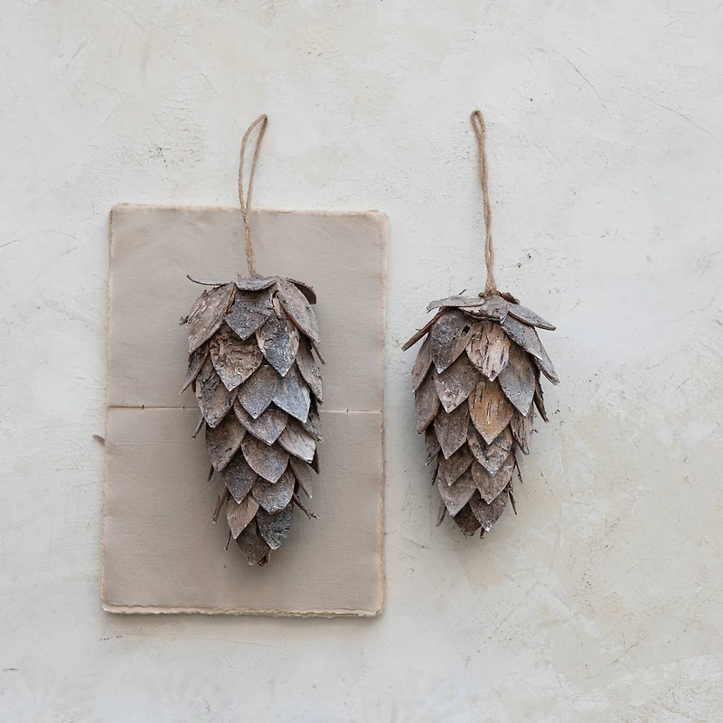 Hello Honey® 7.75" Natural Birch Bark Pinecone Ornament