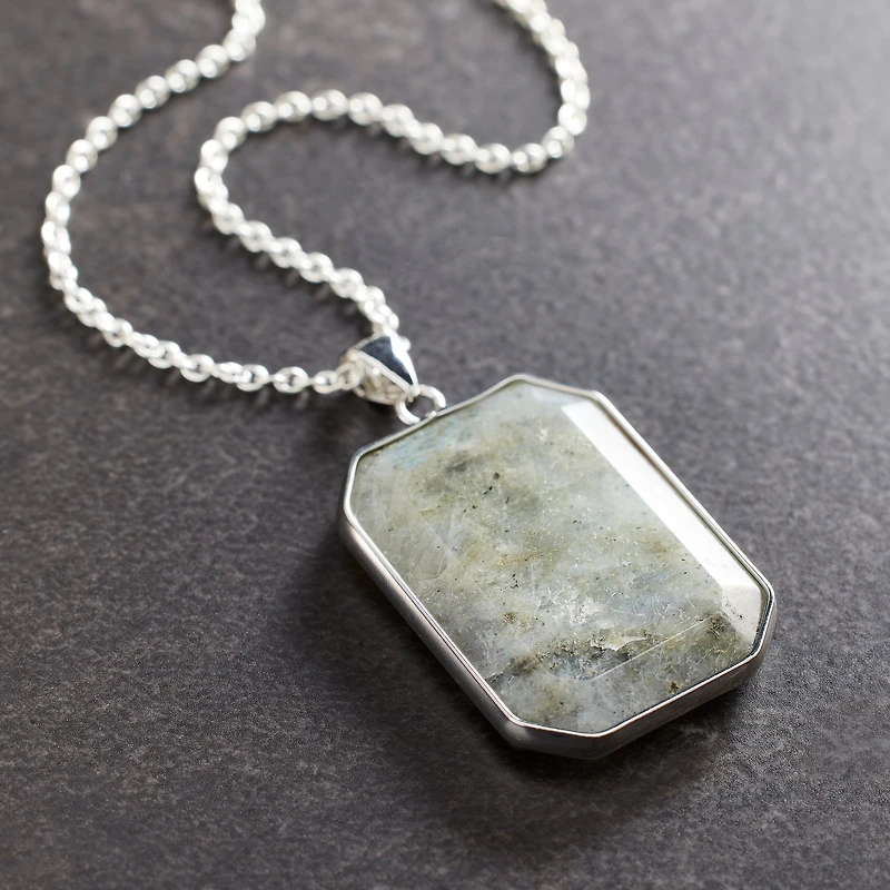 Faceted Labradorite Rectangle Pendant by Bead Landing™
