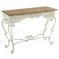 White Farmhouse Metal Console Table, 32" x 42"
