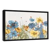 Field Of Happy Flowers 31.73" x 21.73" Black Framed Canvas