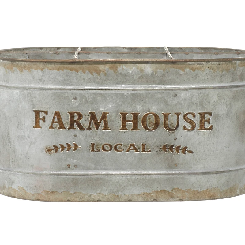 13" Gray Metal Farmhouse Wine Holder