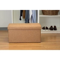 Simplify 30" Faux Linen Double Folding Storage Ottoman