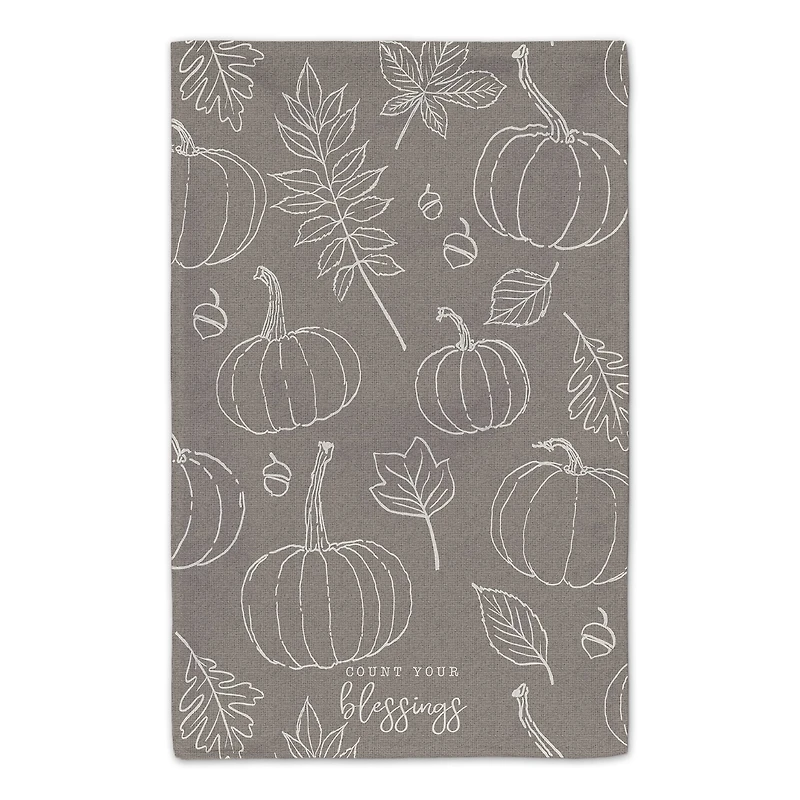 Count Your Blessings Gray Pumpkin Tea Towel Set