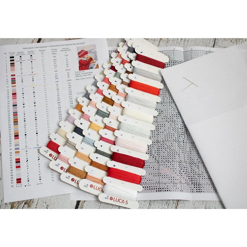 Luca-S Girl Kissing Puppy Counted Cross Stitch Kit