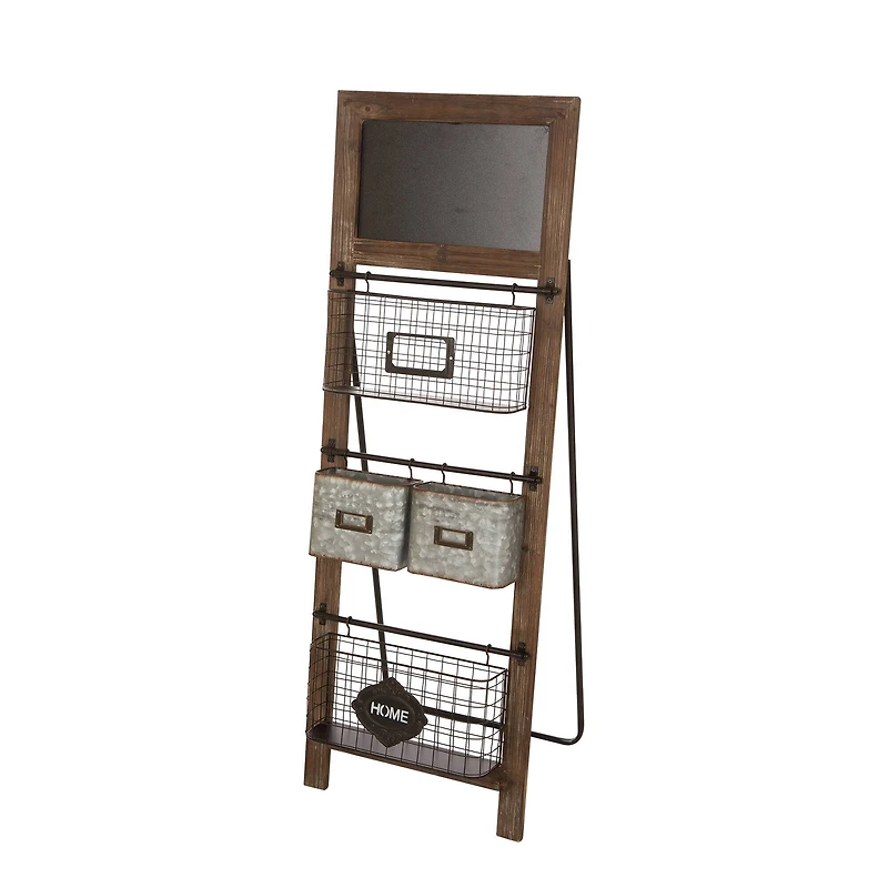 Glitzhome® 43.31" Farmhouse Metal & Wooden Magazine Rack