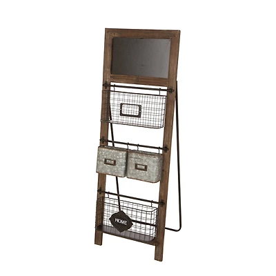 Glitzhome® 43.31" Farmhouse Metal & Wooden Magazine Rack
