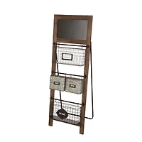 Glitzhome® 43.31" Farmhouse Metal & Wooden Magazine Rack
