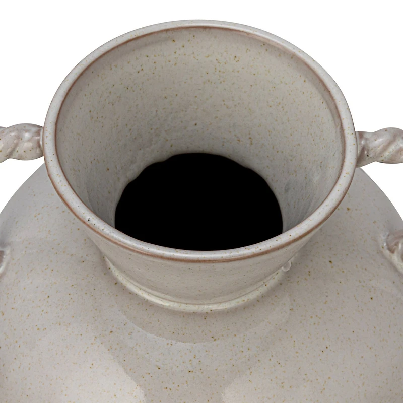 Hello Honey® 9.25" Cream Reactive Glaze Stoneware Vase with Twisted Handle