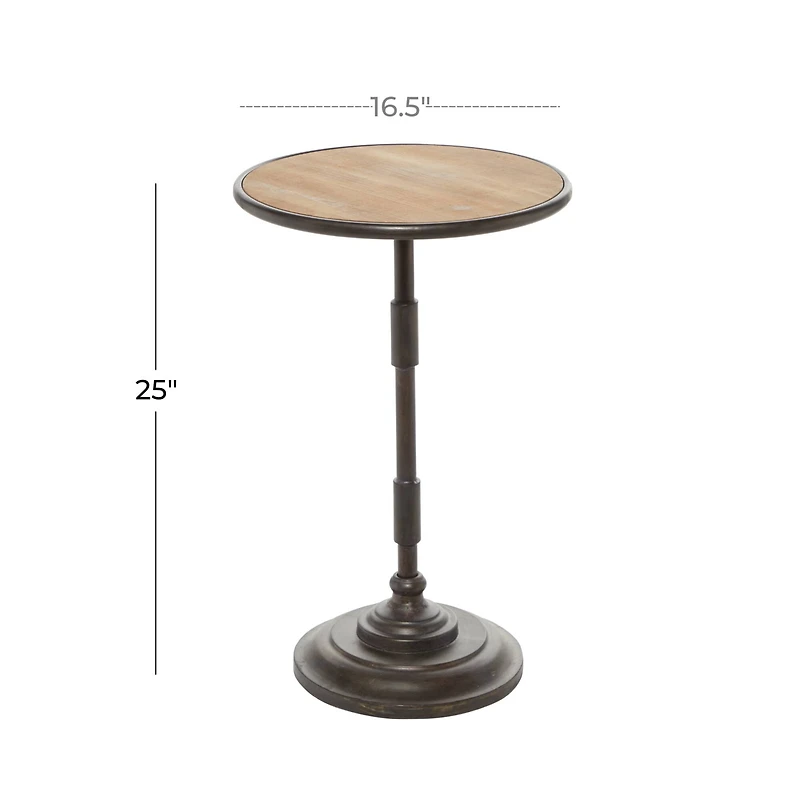 25" Gray Industrial Wood Accent Table