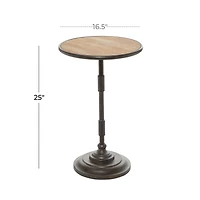 25" Gray Industrial Wood Accent Table