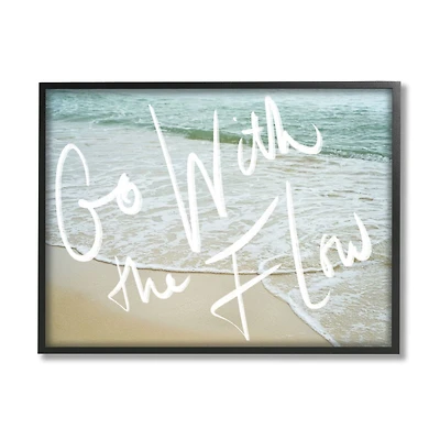 Stupell Industries Go With the Flow Phrase Incoming Beach Tide Framed Wall Art