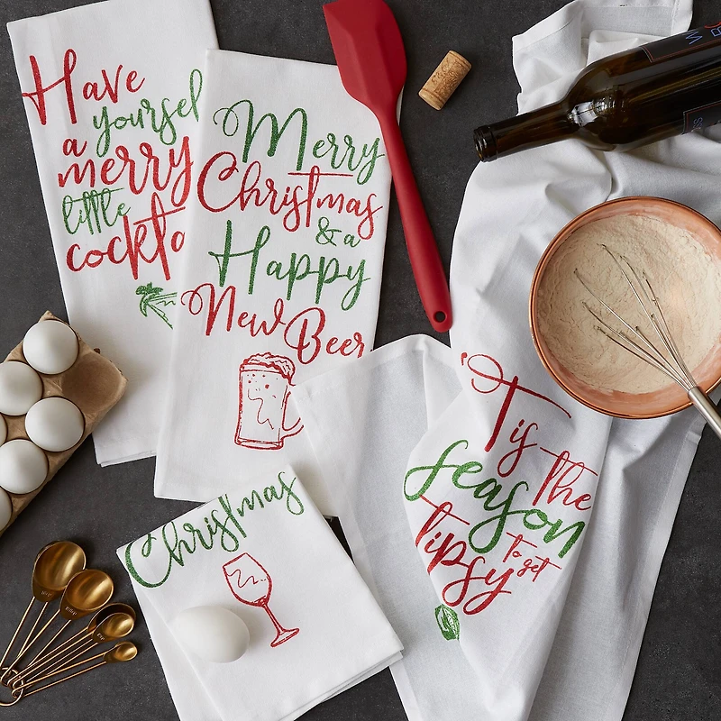 DII® Assorted Tipsy Glitzy Christmas Dishtowel Set