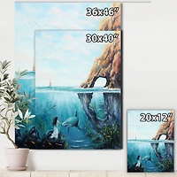 Designart - Underwater Fairy And Shark Ocean And MountaIn World