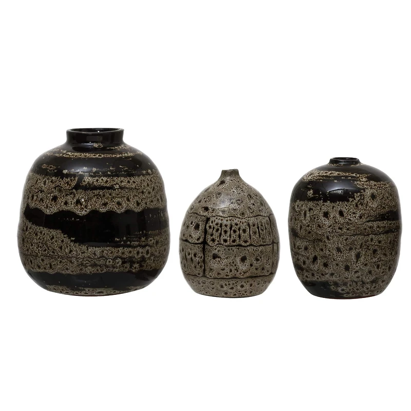 Hello Honey® Reactive Glaze Brown Terracotta Vase Set