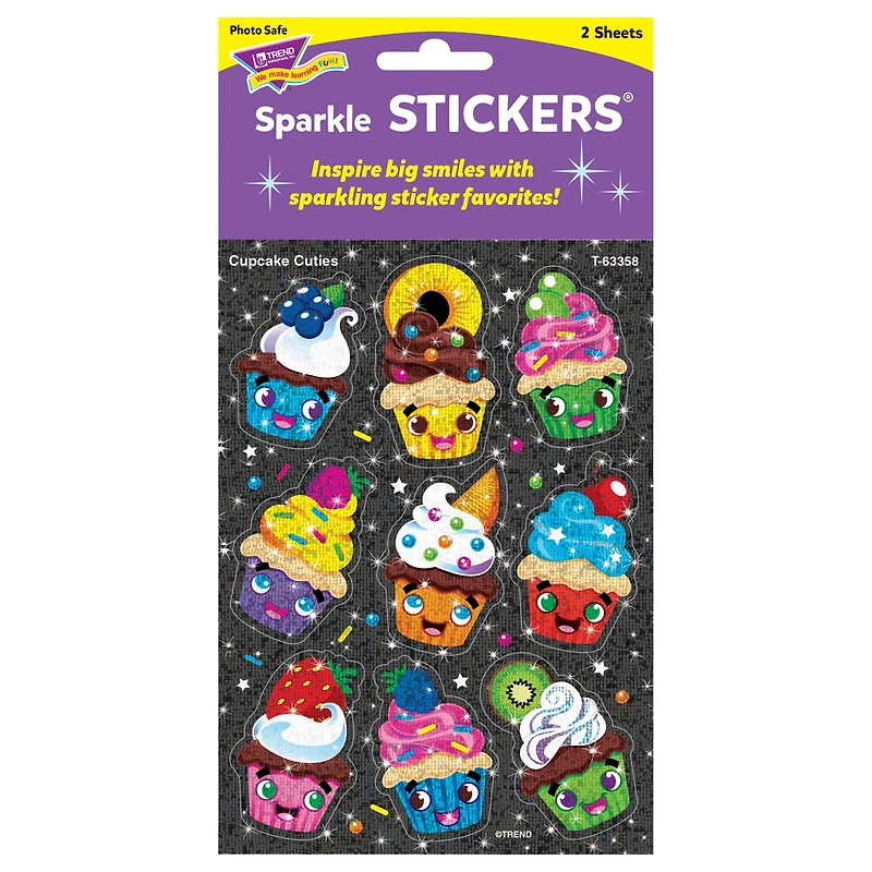 Trend Enterprises® Cupcake Cuties Sparkle STICKERS®, 6 Packs of 18