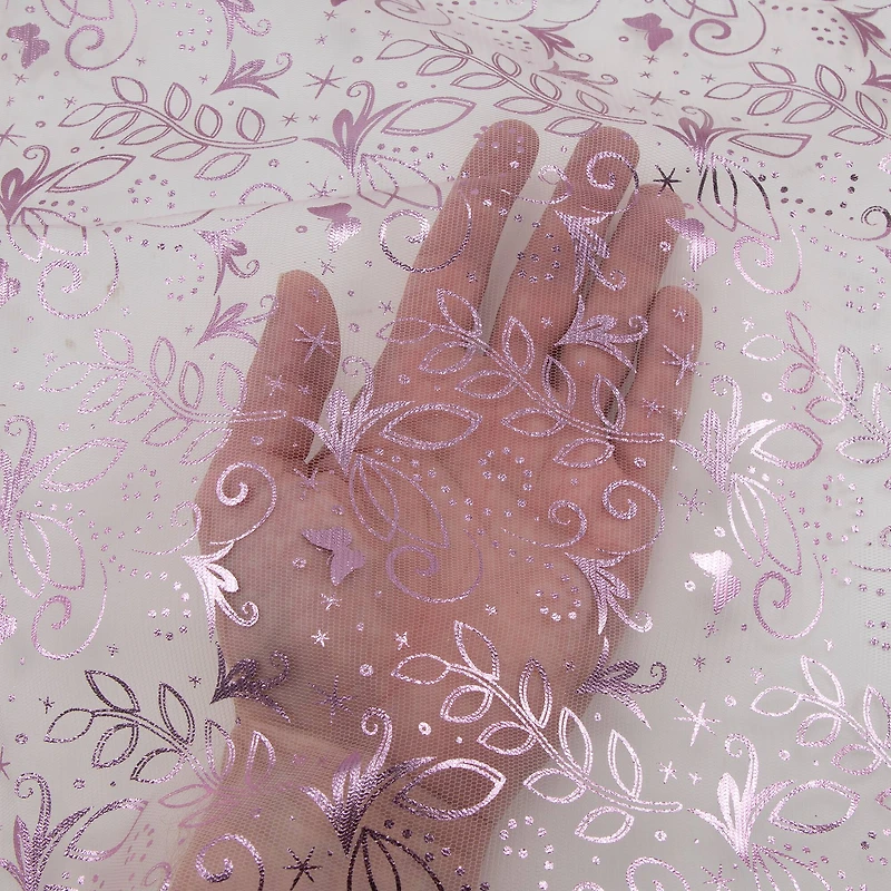 Wyla Light Pink Butterfly Mesh Polyester Fabric