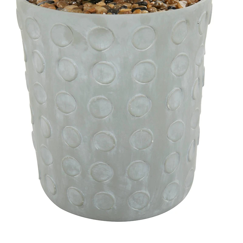 38" Green Faux Foliage Agave Artificial Plant With Gray Ceramic Pot