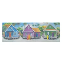 Coastal Cabins Crop Outdoor Canvas Art Print - 16"x48"