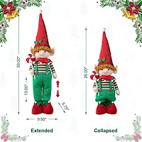 Glitzhome® 39" Telescopic Christmas Elf Boy Standing Décor