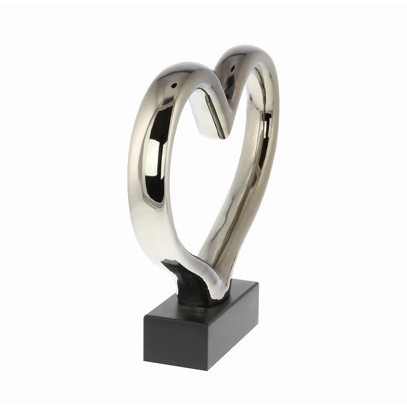 The Novogratz 12" Silver Ceramic Contemporary Heart Sculpture