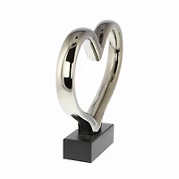 The Novogratz 12" Silver Ceramic Contemporary Heart Sculpture