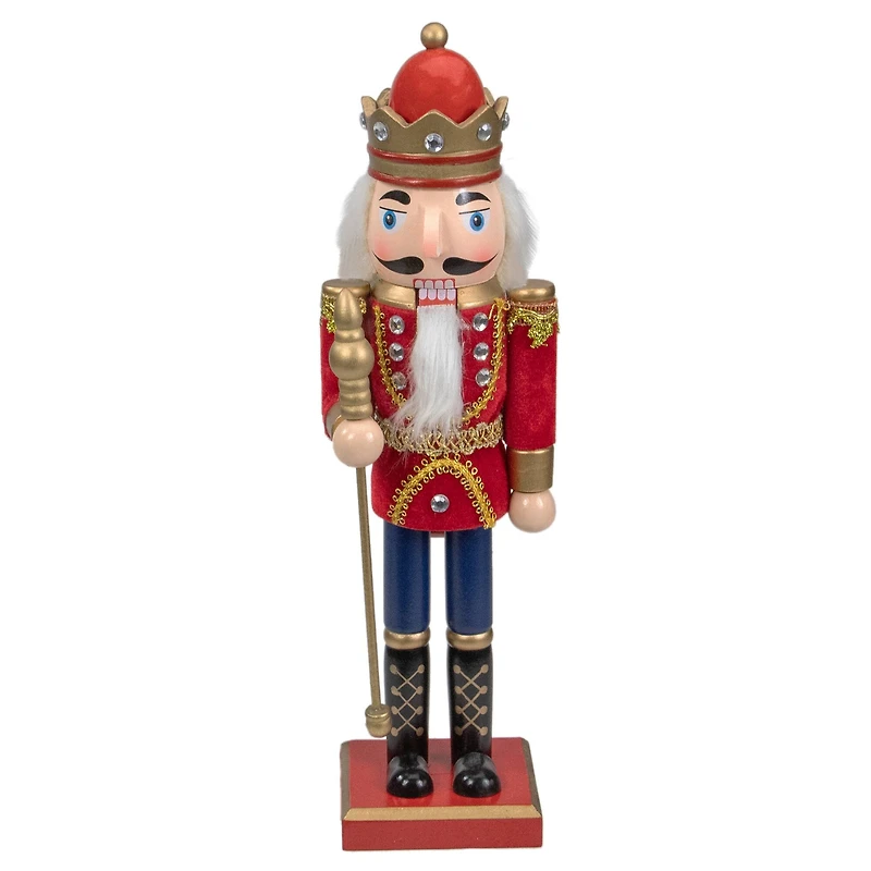 14" Wooden Nutcracker King with Scepter